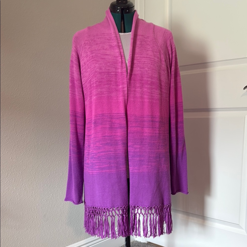 Lilly Pulitzer L sweater- Pink and Purple Women's Sweater with Fringe